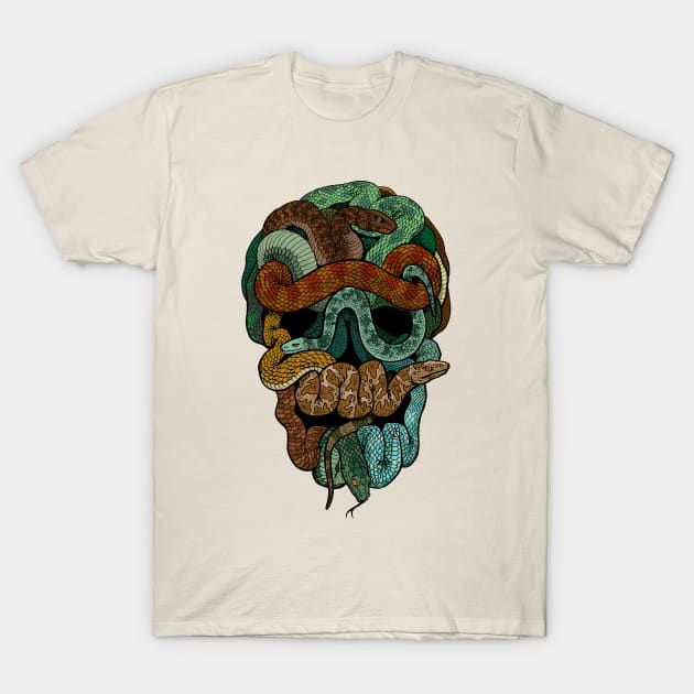 Snake Skull (Rust) T-Shirt by Dollars To Donuts